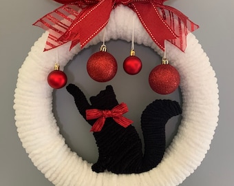 Cats winter Christmas front door wreath