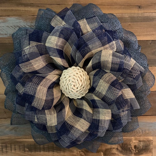 Burlap Flower Wreath Etsy