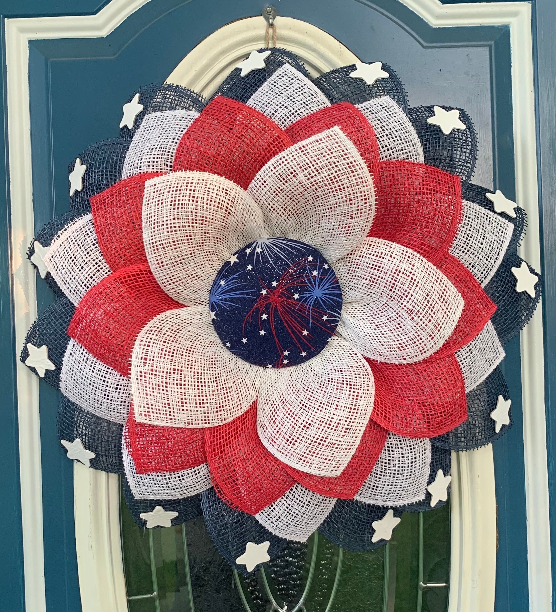 Patriotic Wreath. Red White and Blue Flag Wreath. Memorial Day Wreath ...