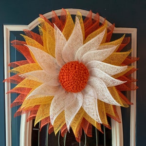 Fall flower candy corn wreath