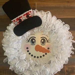 Winter snowman front door wreath