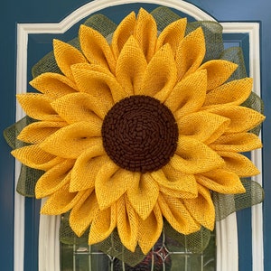 Poly burlap sunflower wreath