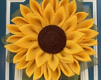 Poly burlap sunflower wreath