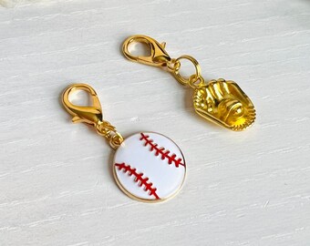 Collar Charm Duo | “HOME RUN” | Baseball Glove and Baseball Cat and Dog Collar Charms | Pet Collar Accessories | Clip On Pet Collar Charm