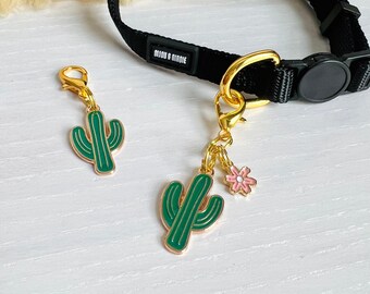 Deluxe Collar Charm | “DESERT CUTIE” | Cactus Cat and Dog Collar Charms | Pet Collar Accessories | Clip On Pet Collar Charm