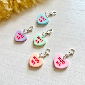 Collar Charms | “HUG ME” | Candy Heart Cat and Dog Collar Charms | Pet Collar Accessories | Clip On Pet Collar Charm