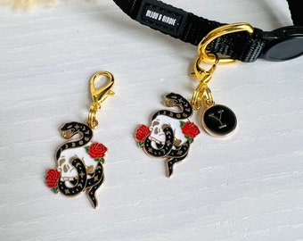 Custom Collar Charms | "SKULL & SNAKE" | Cute Custom Letter Cat and Dog Collar Charms | Pet Collar Accessories | Clip On Pet Collar Charm