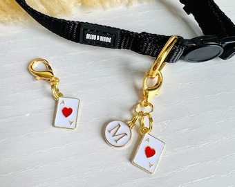 Custom Collar Charms | “LITTLE ACE” | Playing Card Ace Hearts Cat and Dog Collar Charms | Pet Collar Accessories | Clip On Pet Collar Charm