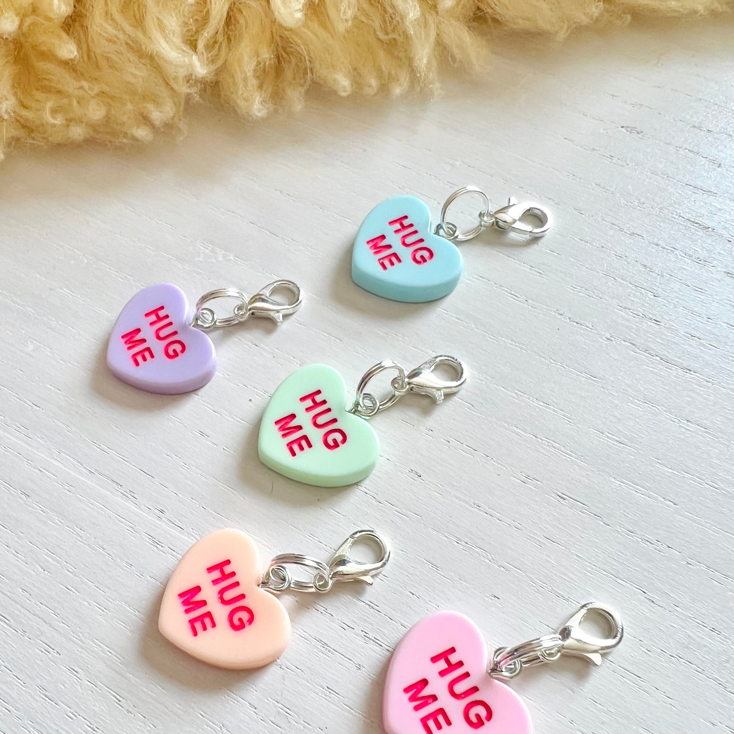 Collar Charms | “HUG ME” | Candy Heart Cat and Dog Collar Charms | Pet Collar Accessories | Clip On Pet Collar Charm