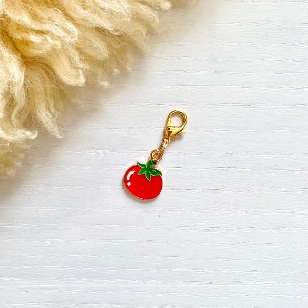 Collar Charms | "TINY TOMATO” | Fruit & Vegetable Tomato Cat and Dog Collar Charms | Pet Collar Accessories | Clip On Pet Collar Charm