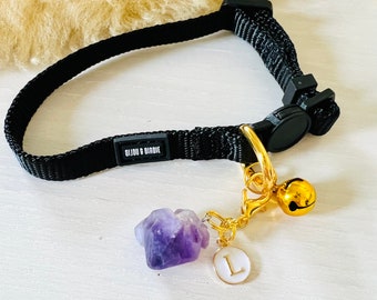 Personalisierte Amethyst Nugget Kragen Anhänger | Beruhigen & Beruhigen | Hundehalsband Anhänger | Hundehalsband Zubehör | Clip On Haustierhalsband Charm