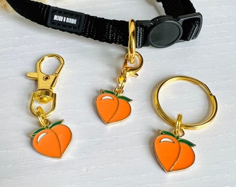 Collar Charm | "JUST PEACHY” | Peach Fruit Cat and Dog Collar Charms | Pet Collar Accessories | Clip On Pet Collar Charm