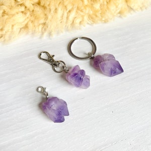 Simple Amethyst Nugget Collar Charm Calm & Soothe Cat and Dog Collar Charms Pet Collar Accessories Clip On Pet Collar Charm image 2