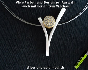 9119 Wechselcollier Y Swarovski Gold Edelstahl