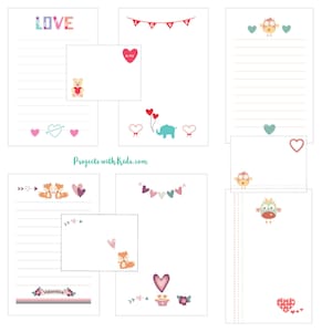 Valentine Printable Stationery Sets, Valentine&#39;s Day notepaper & envelopes, Valentine&#39;s Day kids activity, kids writing and drawing activity