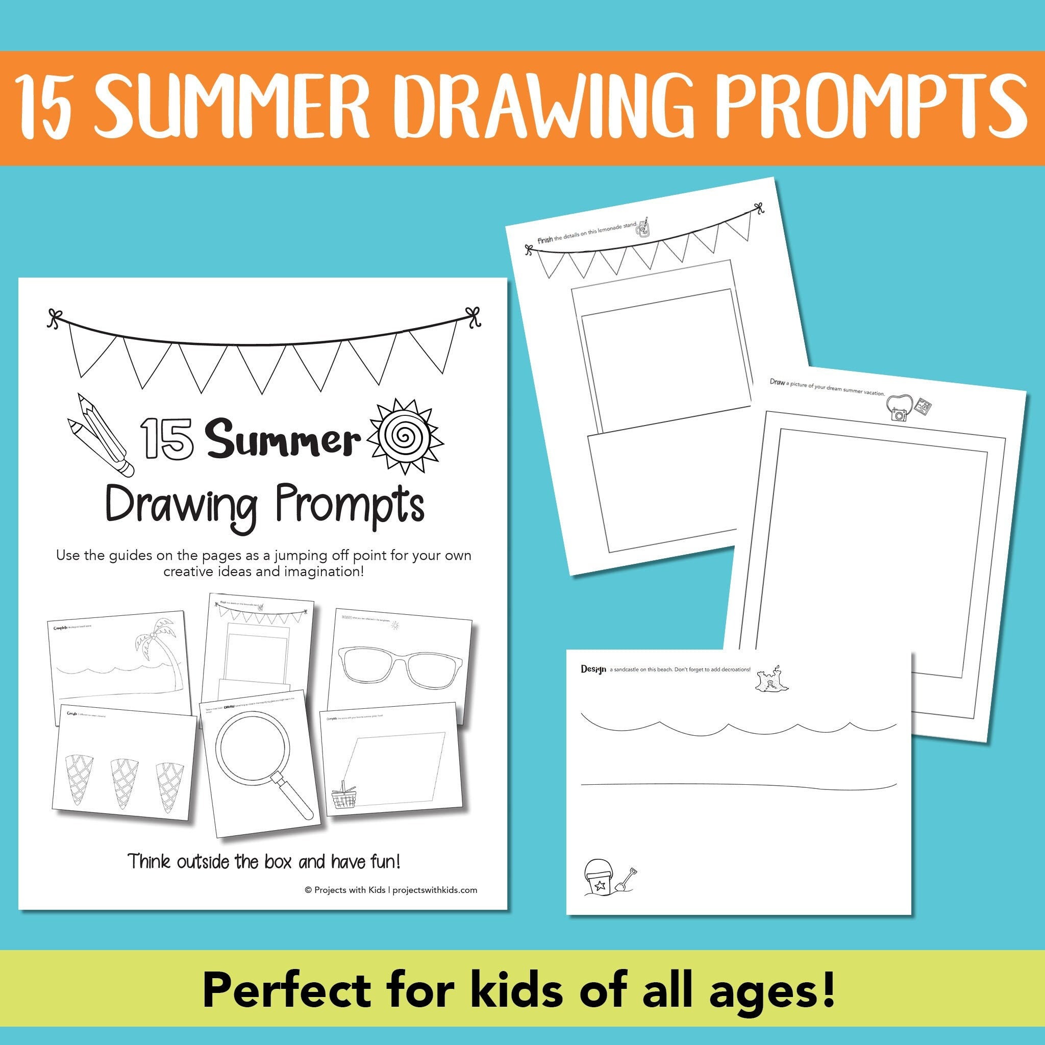 15 Printable Summer Drawing Prompts Etsy Canada