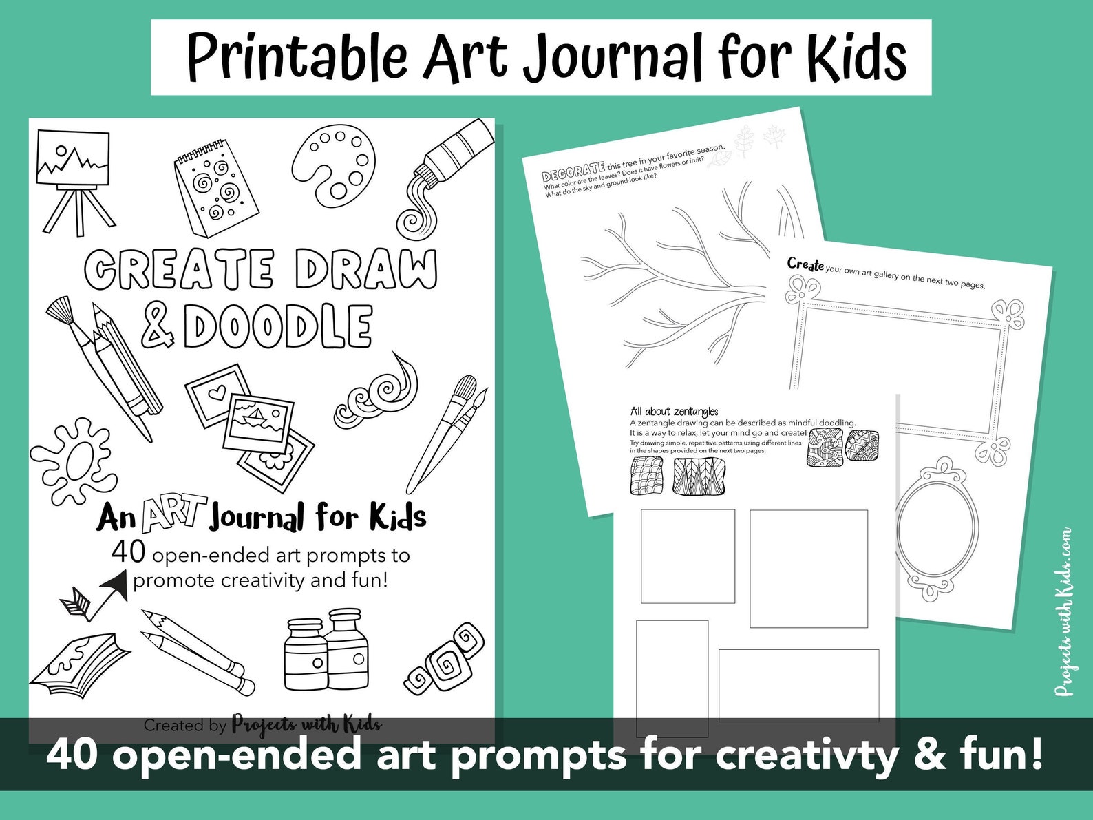 Printable Art Journal for Kids, Drawing Prompts for Kids, Sketchbook ...