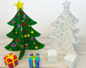 Christmas tree papercraft PRINTABLE, kids craft, 3D printable Christmas tree activity, pretend play