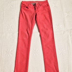 Vintage Crocker Women&#39;s Jeans Red Colour Slim Fit Denim Low Rise Size W26 L34