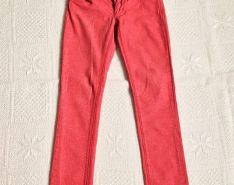 Vintage Crocker Women's Jeans Red Colour Slim Fit Denim Low Rise Size W26 L34