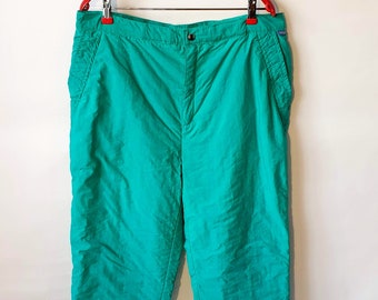 Green Ski Pants Vintage Snow Trousers Unisex Snowboard Skateboard Woman Sportswear Man Winter Wear, made in Finland Size 44 L/ XL Large