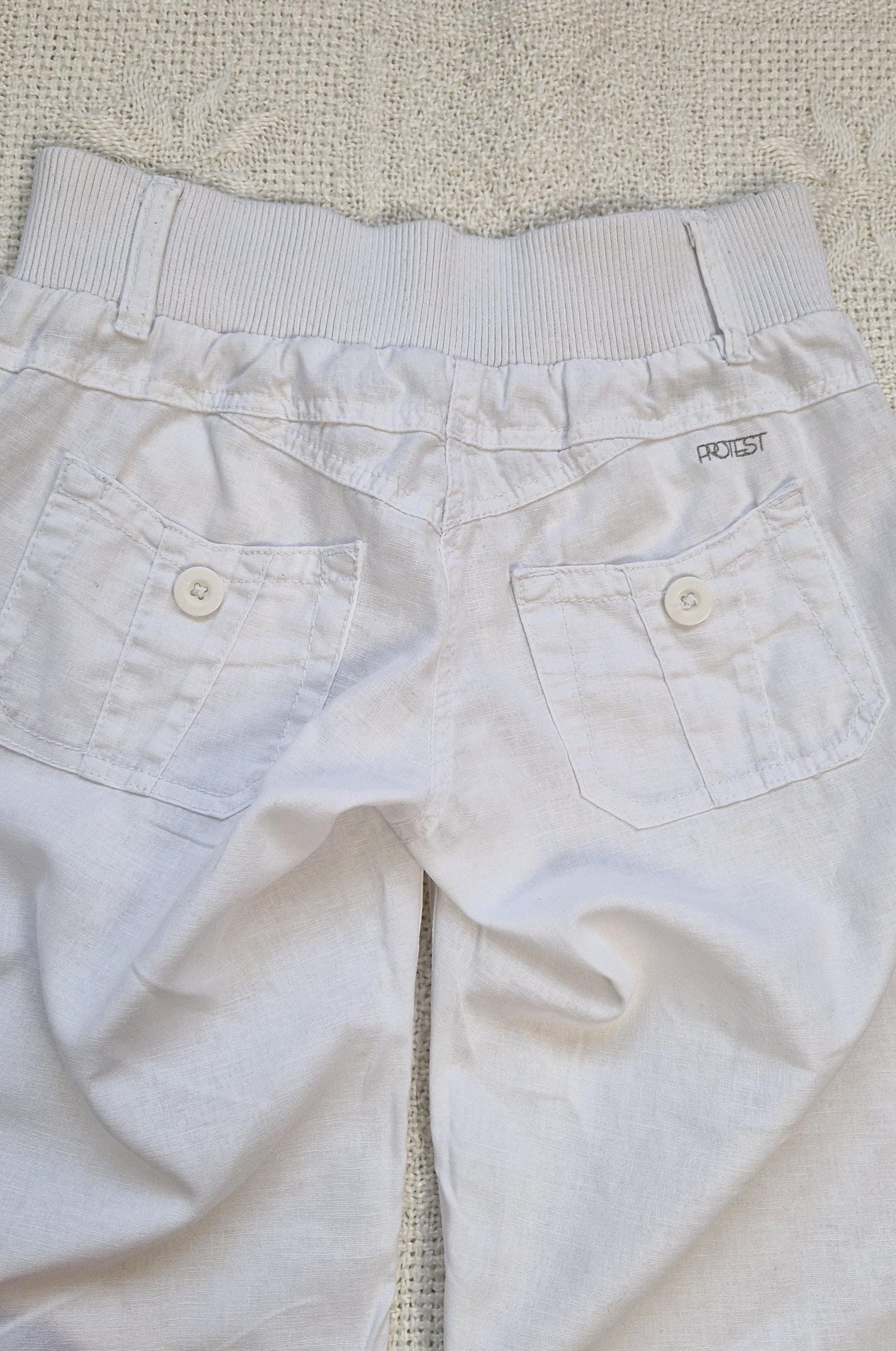 Vintage White Linen Trousers: Casual Y2K Pants (size XS/S) - Etsy