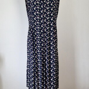 Vintage 90s Floral Midi Dress, Sleeveless Button Up Summer Dress, Ditsy Flower Print A-Line Dress, Grunge Aesthetic Sundress, Size L