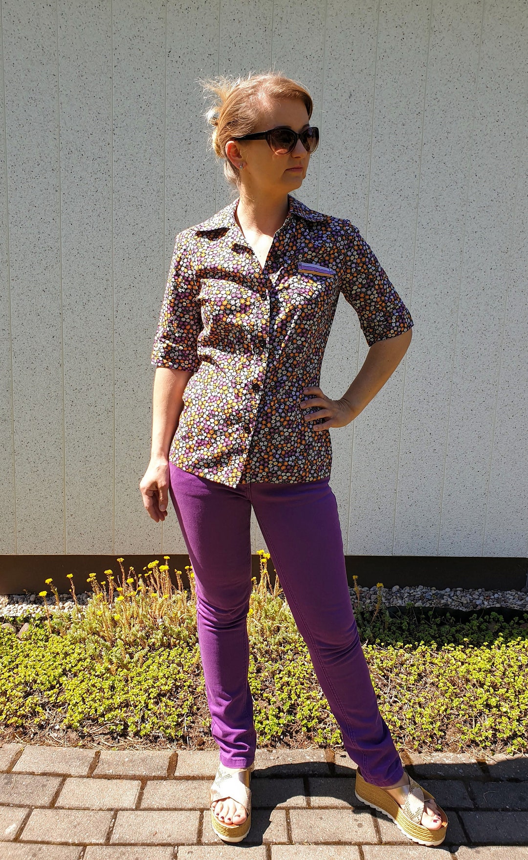 タグ付き】Garden Floral-print Ribbon Blouse