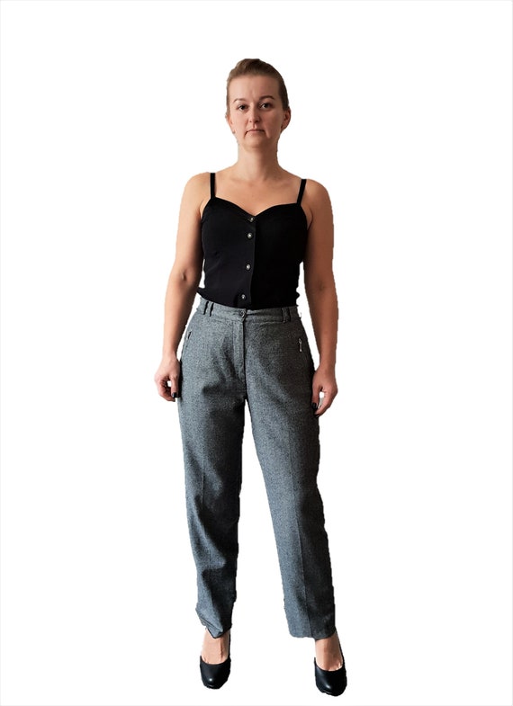 Vintage Womens Wool gray color Pants Trousers Cas… - image 2