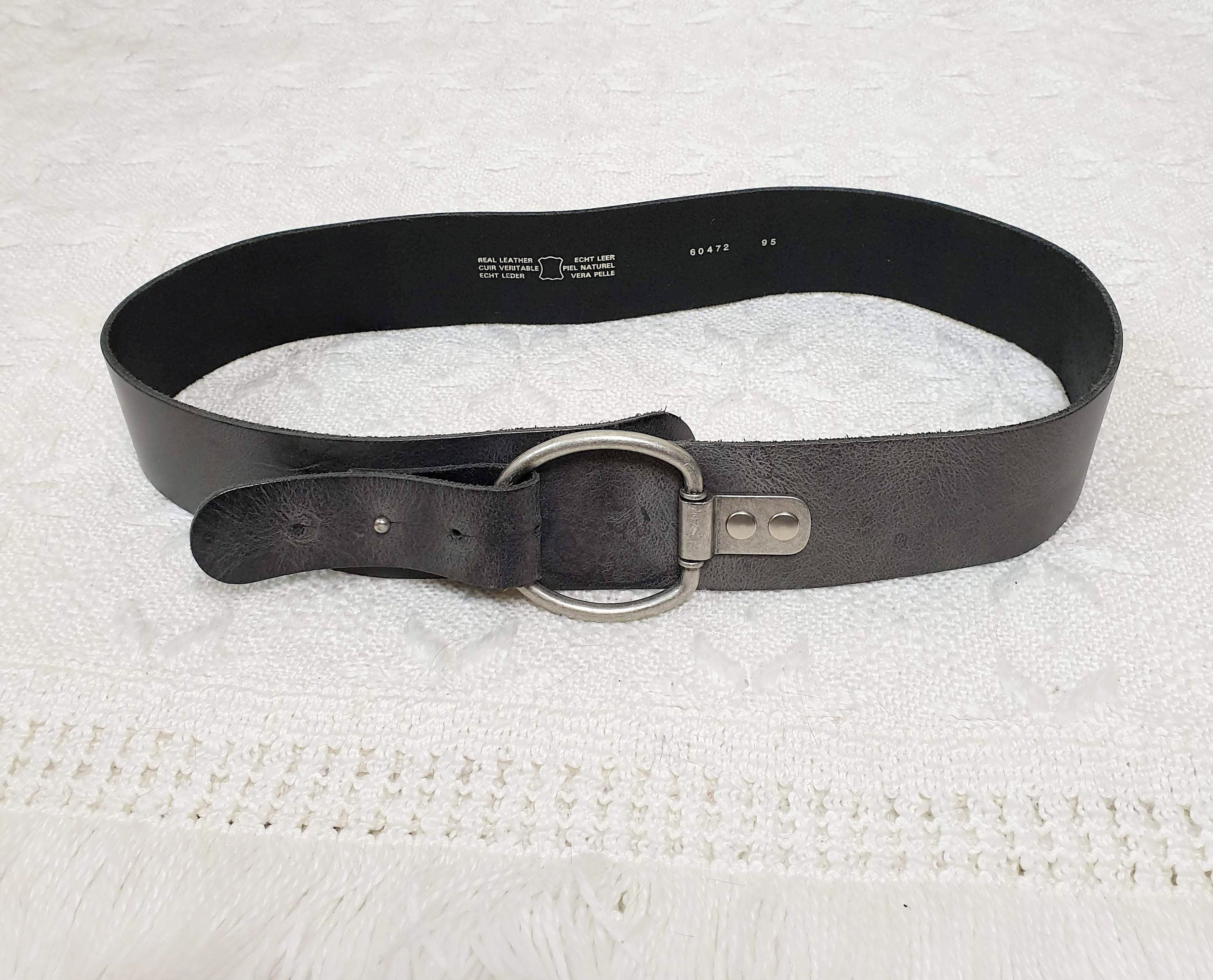 Vintage Gray Genuine Leather Waist Belt Womens Wide Leather - Etsy