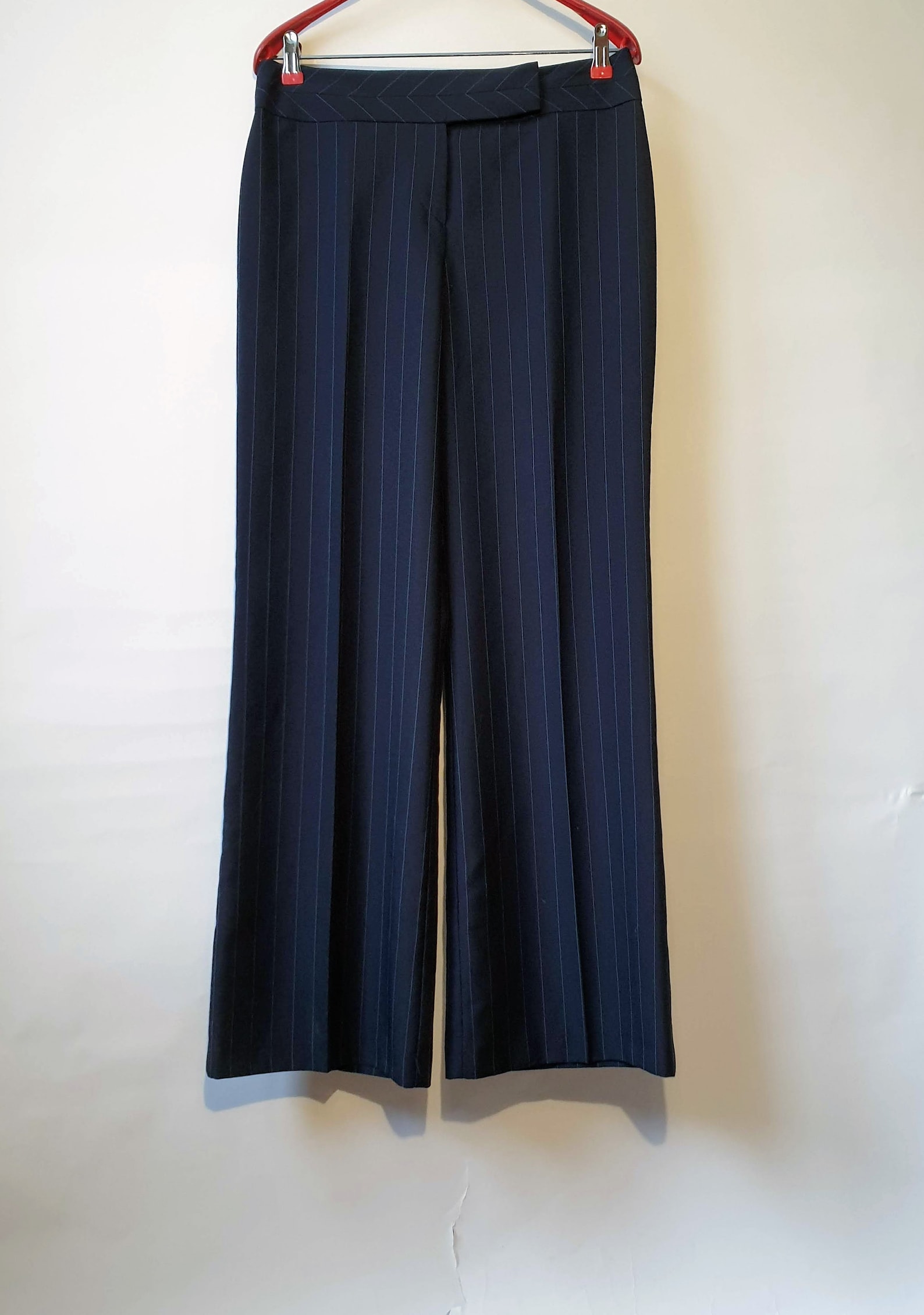 navy striped trousers