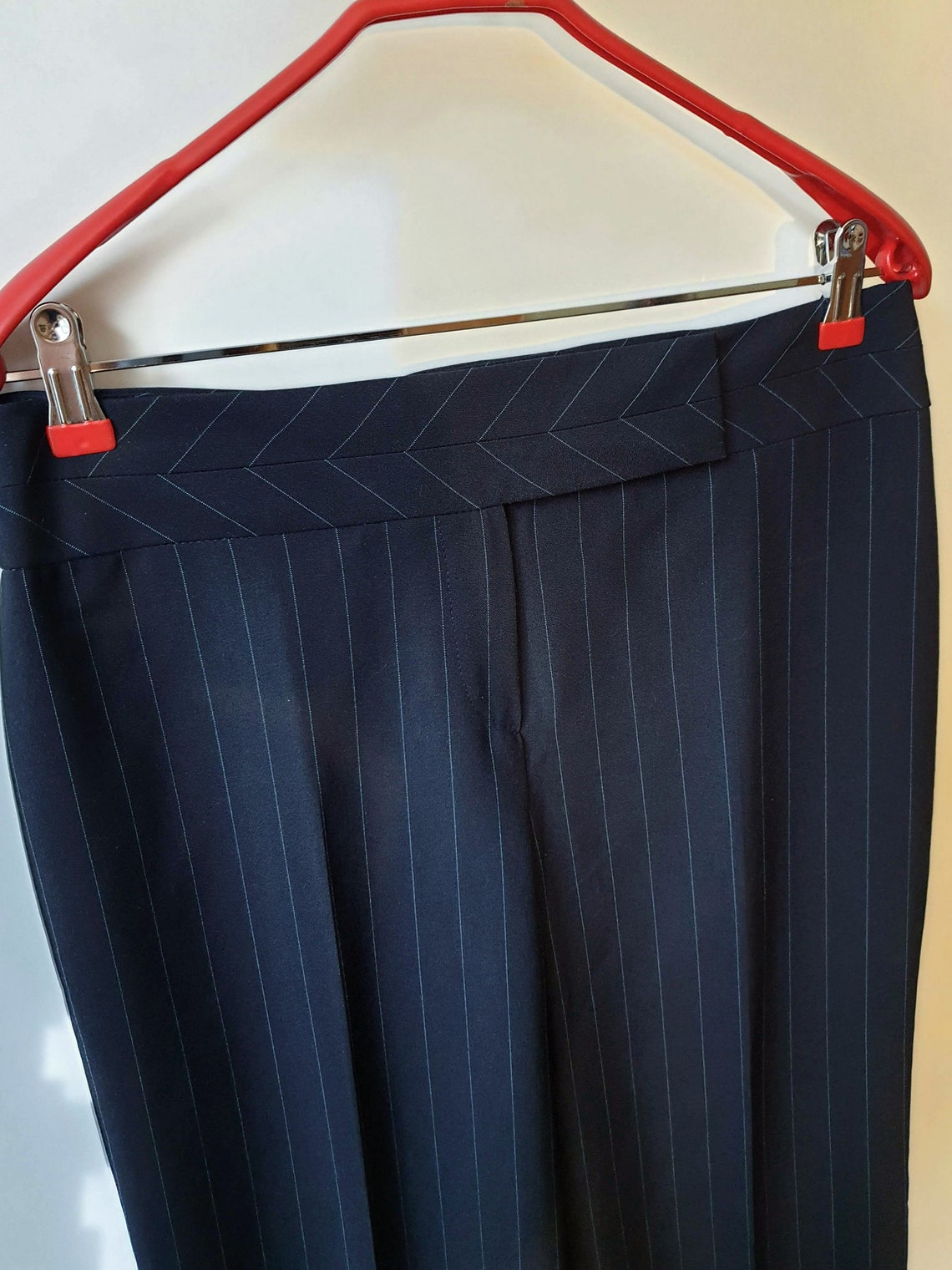 Vintage Navy Striped Trousers Womens Navy Blue Color Wide | Etsy