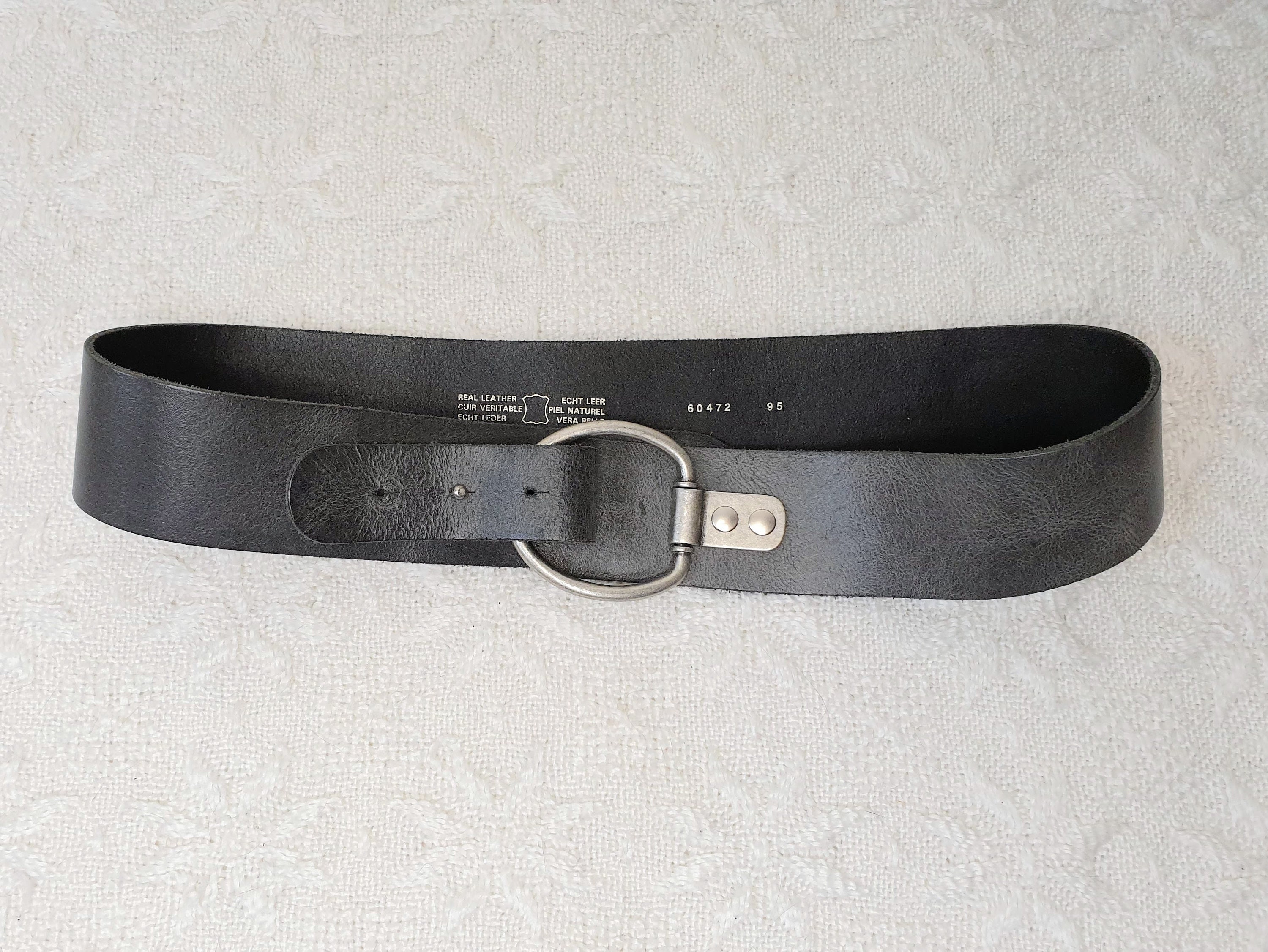 Vintage Gray Genuine Leather Waist Belt Womens Wide Leather - Etsy