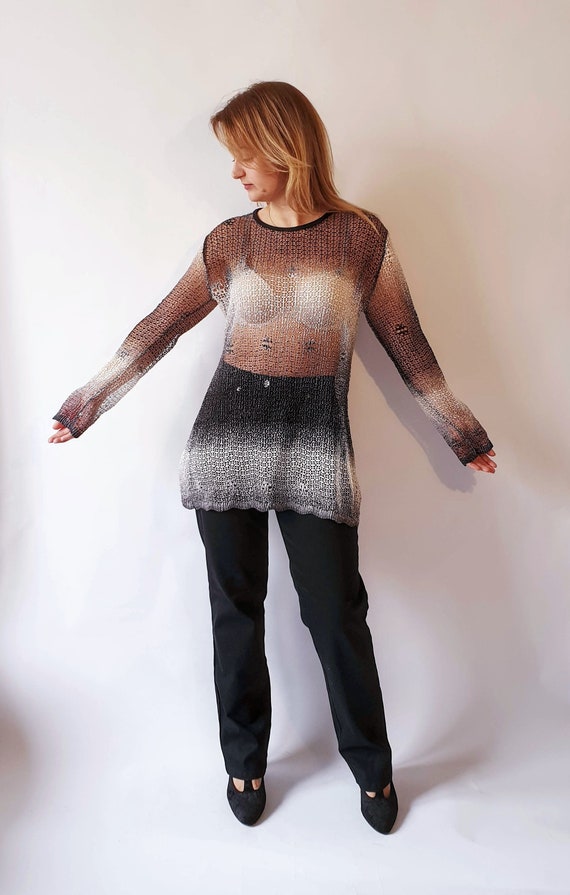 fishnet blouse black