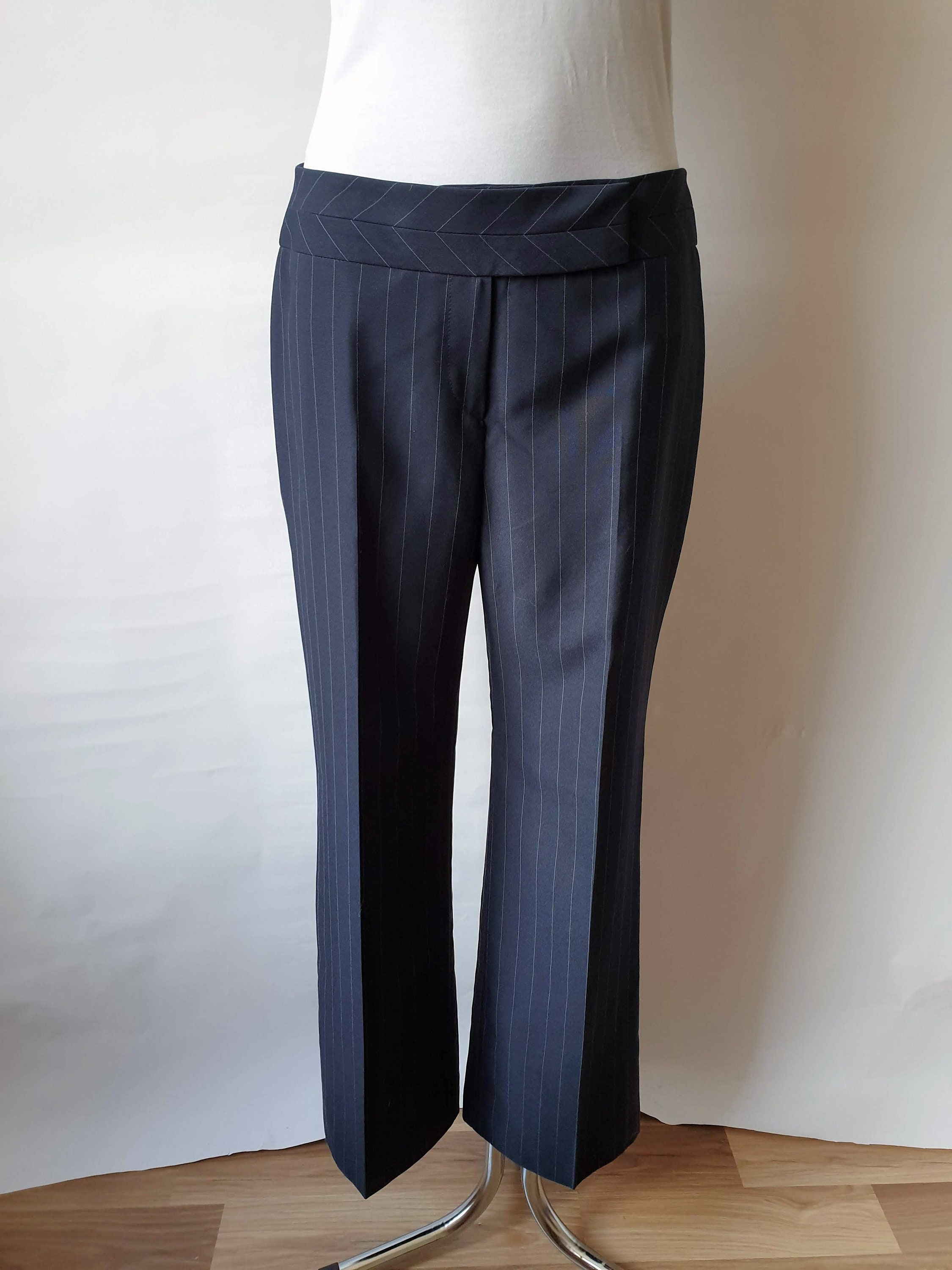 navy striped trousers