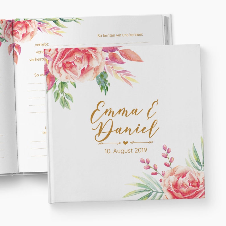 Gästebuch Hochzeit personalisiert Fragen zum Ausfüllen | Etsy