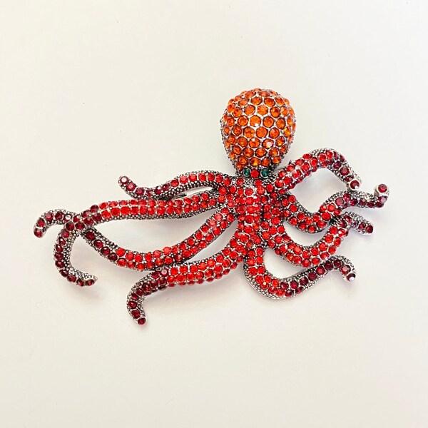 Octopus brooch in ocean blue