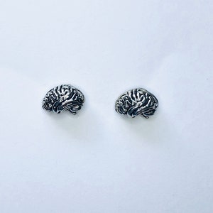 Tiny Petite Silver-tone Human Brain Doctor Medical Science Stud Post Earrings Jewelry Medical Student Gift A1093