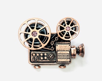 早割クーポン！ Copper-tone Enamel Rhinestone Vintage Movie Projector Reel 絵画