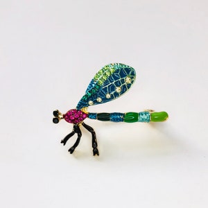 Colorful Enamel Rhinestone Dragonfly Insect Enamel Brooch Retro Lapel Badge DIY Craft Pin A1302