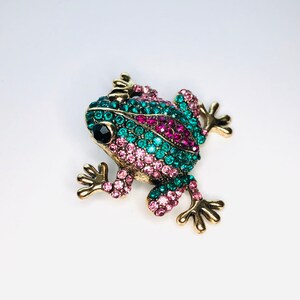 Pink Green Rhinestone Big Belly Frog Amphibian Nature Lake River Animal Brooch/Pendant Pin Jewelry Gift A632