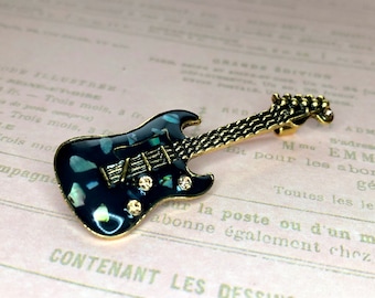 Natural Shell Musical Rock Guitar Brooch Enamel Pin Jewelry Music Lover A13