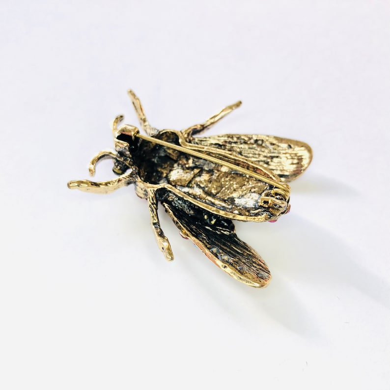 Unique Light and Dark Pink Rhinestone Bee Insect Fly Bug Brooch Animal Gift fDIY Craft Pin A1414