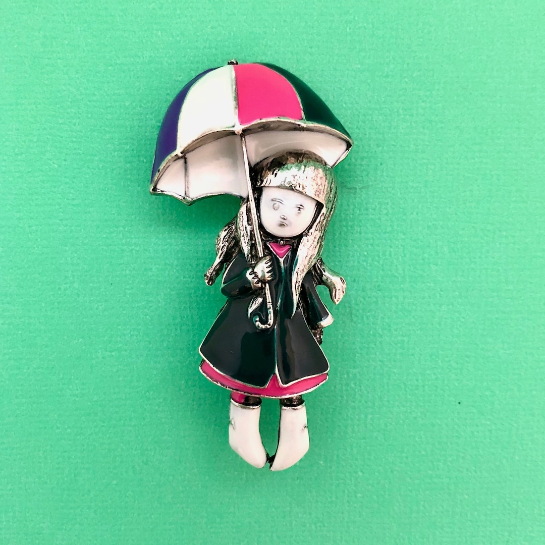 Cute Little Girl With Umbrella Brooch Enamel Pin Jewelry A161X - Etsy