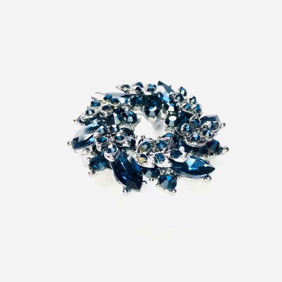 Small Dark Blue Crystal Rhinestone Flower Crystal… - image 2