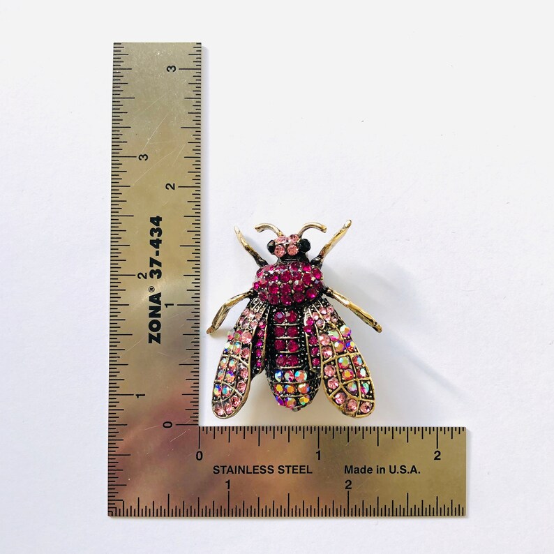 Unique Light and Dark Pink Rhinestone Bee Insect Fly Bug Brooch Animal Gift fDIY Craft Pin A1414