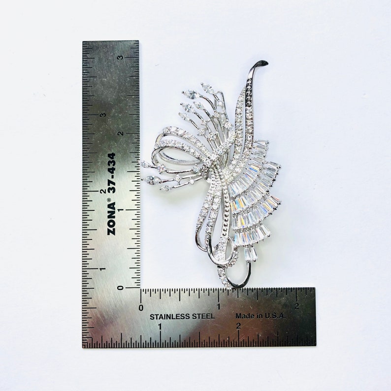 Unique Clear Crystal Rhinestone Bow Flower Glam Elegant Hair Clip Barrette Wedding Bride Bridal Formal Hair Clip hair Accessories A967