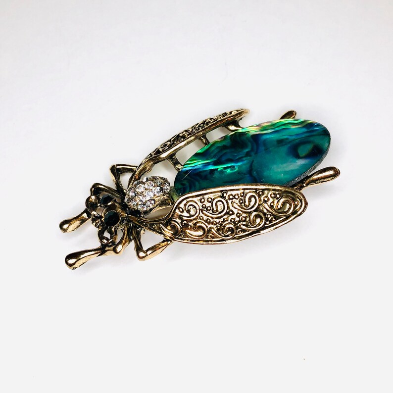 Bronze Color Rhinestones Shell Insect Bug Brooch Pin Jewelry Gift DIY Craft A418