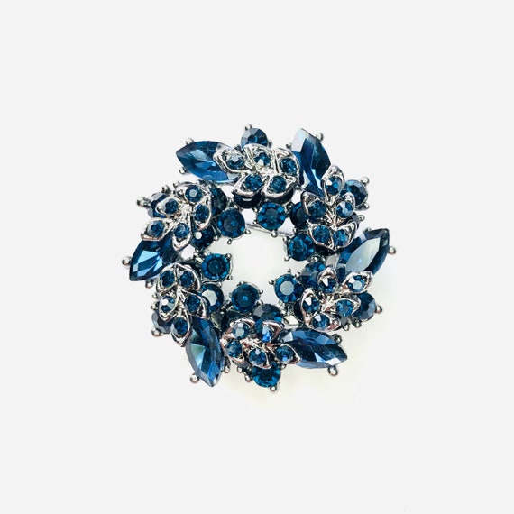 Small Dark Blue Crystal Rhinestone Flower Crystal… - image 1