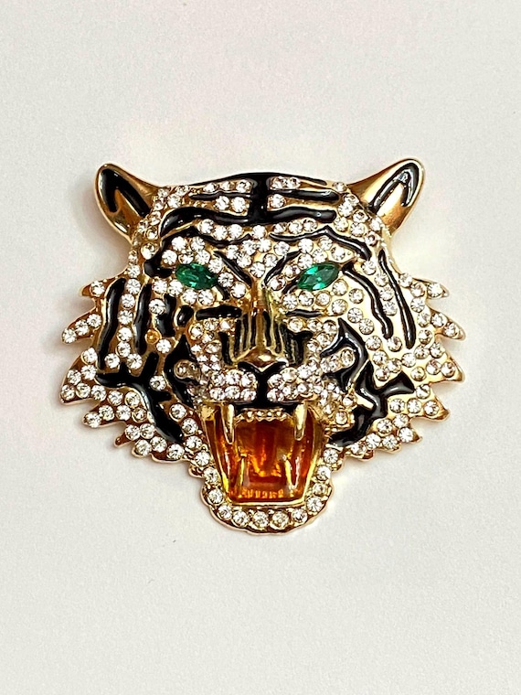 Tiger Head Tiger Brooch Pins Fierce Statement Rhinestone Tiger Head Jungle  Animal School Mascot Unique Animal Tiger Brooch Pin Jewelry Tiger Lover